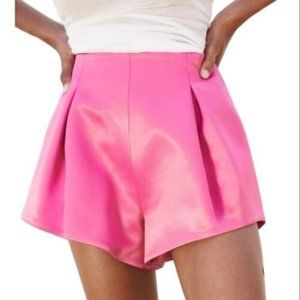 ZARA Pleated Satin Effect Shorts. Fuchsia - Size M